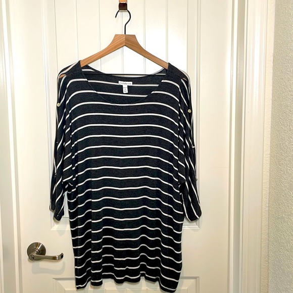 Croft & Barrow Tops - Croft & Barrow Striped Cold Shoulder blouse 3/4 sleeve NWOT
